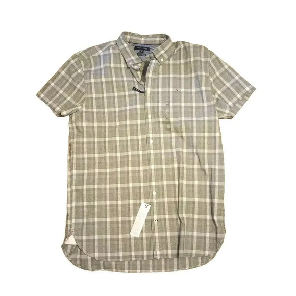 Tommy Hilfiger Men’s Sz XXL Short Sleeve Shirt Th Flex Slim Fit Stretch Plaid - Picture 1 of 6